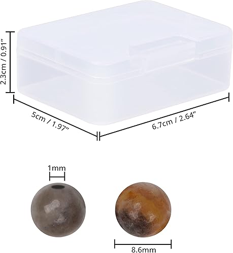 Belle Vous Perle Pierre Naturelle Ronde ite avec Boîte de Rangement (Lot de 100) - 8,6 mm Pierre Naturelle pour Bijoux et Bracelets en Cristal Thérapeutique/Énergique - Nail Gallerys