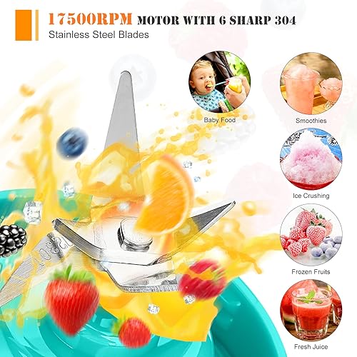 Achort 400ML Mini mélangeur Portable Blender Portable Electric Fruit Juicer Travel Smoothie Smoothie Blender 4000Mah USB Cup de mélangeur Personnel Multifonctionnel Rechargeable (Blue) - Nail Gallerys