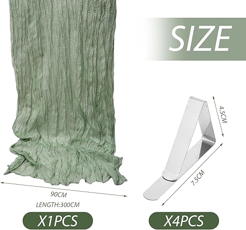 1 nappe pliée, 4 pinces à nappe, nappe en gaze, décoration de fête, nappe pliable, en gaze pour table de réception de mariage (vert) - Nail Gallerys