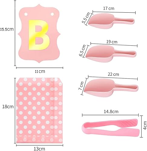 50 Pcs Candy Bar Accessoires,Pince Bonbon Candy Bar Contient 40 Sachet Papier Bonbon Et 6 Pinces à Sucre Et 3 CuillèRes à Glace Et 1 Candy Bar Banderole Guirlande Pour Mariage, Anniversaire, FêTe - Nail Gallerys