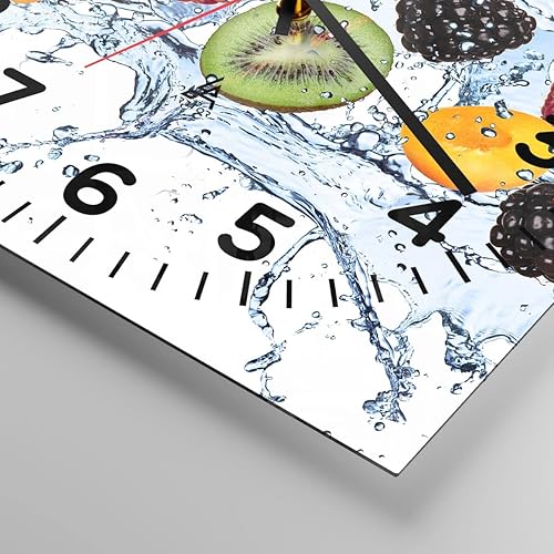 Horloge Murale Design Moderne Eau fruits frais nourriture 30x30cm Petit Pendule murale en verre Cuisine Salon Chambre Silencieuse Originale Wall Clock Décoration Murale Art Wall Decor C4AC30x30-2675 - Nail Gallerys