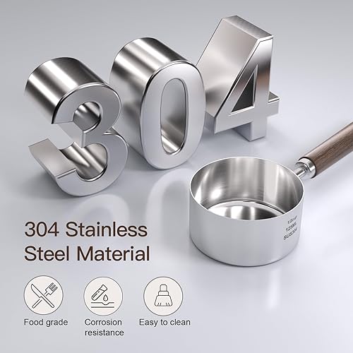 Cuillère Doseuse en Acier Inoxydable 304 pour Café, 1/2 Tasse (120 ml), Poignée en Bois de Noyer, Cuillère de Mesure Précise pour Café Moulu, Tasses à Mesurer Cuisine, Accessoire Café Durable - Nail Gallerys