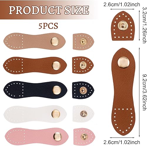 NATOSU Lot de 5 Boucles en Cuir Avec Bouton Automatique pour Coudre des Fermetures à Portefeuille, Sacs, Étuis pour Téléphone Portable, Bricolage - Nail Gallerys
