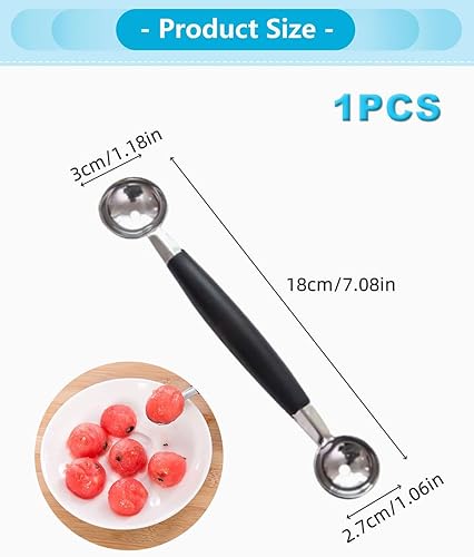 KGDUYC 1PCS Paquet de Cuillère À Boule de Melon À Fruits Double Face, 18 cm Cuillère Parisienne de Melon 2 en 1 Cuillère À Boule en Acier Inoxydable - Nail Gallerys