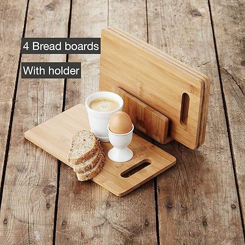 Point-Virgule 4 Planches en Bambou pour charcuterie, Petit déjeuner ou apero avec Support, 28x17cm - Nail Gallerys