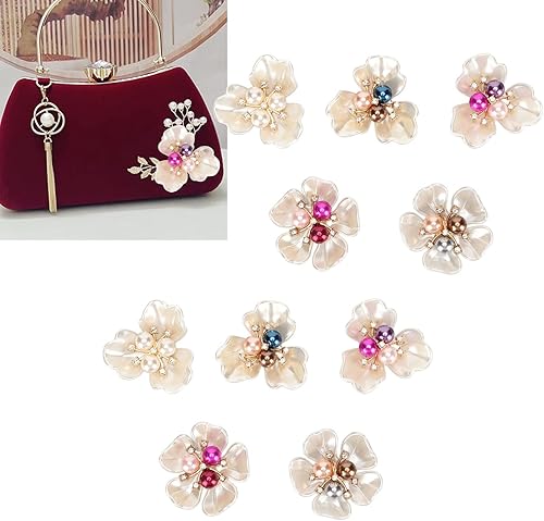20 Pcs Perle Strass Boutons, Faux Perle Flocon de Neige Strass Boutons, Bouquet Embellissements pour L'artisanat Fabrication de Bijoux Fête de Mariage Décoration de la Maison DIY Artisanat de Cheveux - Nail Gallerys