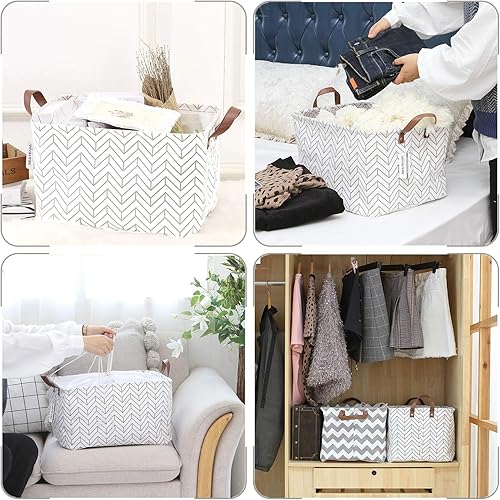 Sea Team Panier de Rangement Tissu à Motif marocain Toile Corbeille de Rangement Pliable de Conception géométrique avec Couvercle à Cordon et poignées Cuir PU, 16,5 x 11,8 Pouces, intérieur étanche - Nail Gallerys