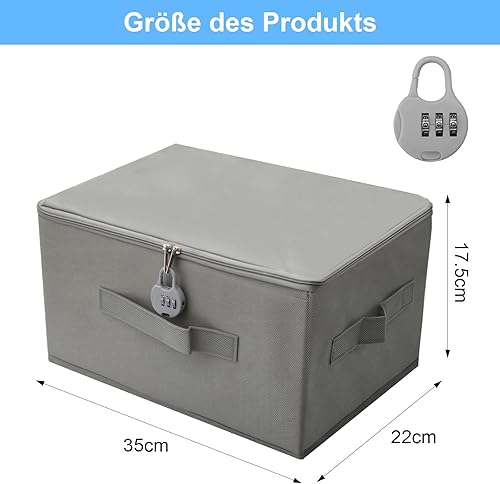 APOMOONS Boite Rangement Boite Rangement Textile, en Tissu, Boite de Rangement Tissu avec Couvercle, Caisse Pliable Verrouillable, pour Vêtements, Jouets, Gris 35x22x17.5cm - Nail Gallerys