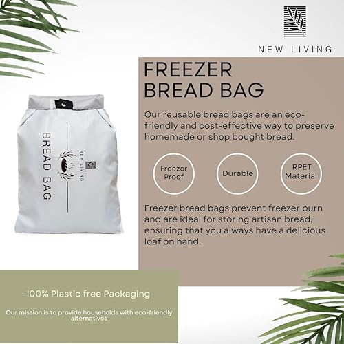 New Living – Sac à pain pour la conservation et la congélation, en polyester recyclé sans BPA, 40 x 27 cm - Nail Gallerys