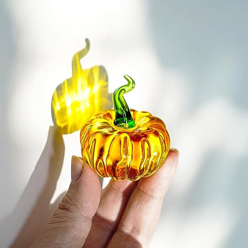 ZEERSHEE Mini citrouille en verre soufflé à la main - Décoration d'automne pour la maison, la récolte d'automne - Décoration de citrouille pour Thanksgiving Halloween - Nail Gallerys