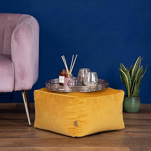 Icon Amara Tabouret Velours, Pouf Repose Pieds avec Remplissage, Tabouret Pouf, Meuble Salon, Decoration Chambre, Olive Vert - Nail Gallerys