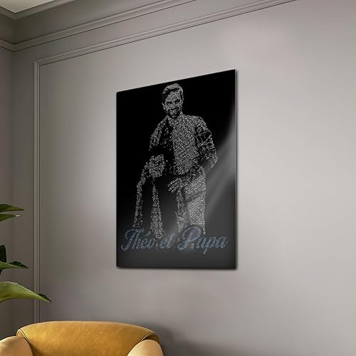 Pictalia - Cadre Personnalisé - Transformez votre photo en Aquarelle, photo et texte, cadeau Papa, Fête des Pères, cadeau Homme, Format A4, A3, A2, toile, papier photo, texte personnalisable - Nail Gallerys