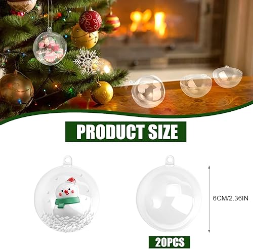 20 Pièces Boule de Noel Transparente, 6cm Boule Transparente à Remplir, Boule Noel Transparente, Boule Transparente Boule Plastique Transparente Boules Transparentes pour Bricolage - Nail Gallerys
