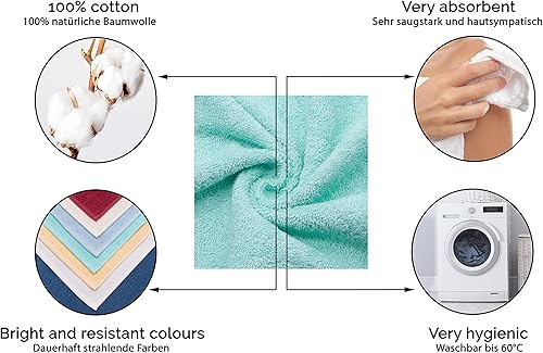 ZOLLNER Set de 6 Serviettes de Toilette, 50x100 cm, Coton, Menthe - Nail Gallerys