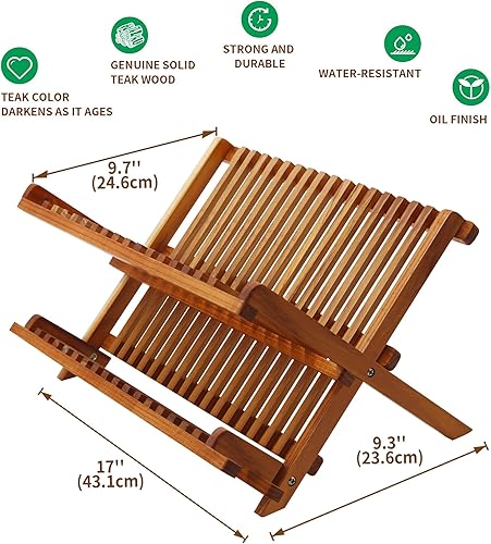 Utoplike Support égouttoir à Vaisselle en Teck, égouttoir à Vaisselle à 2 étages avec Porte-Tasses, égouttoir Pliable, Range-Assiettes pour la Cuisine - Nail Gallerys