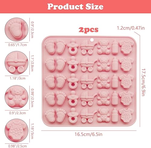 Lot de 2 moules à chocolat antiadhésifs en silicone pour baby shower, adorables chaussons, empreintes de pieds, biberons, tétines, cupcakes, décorations pour gâteaux, bonbons, bonbons, etc. - Nail Gallerys