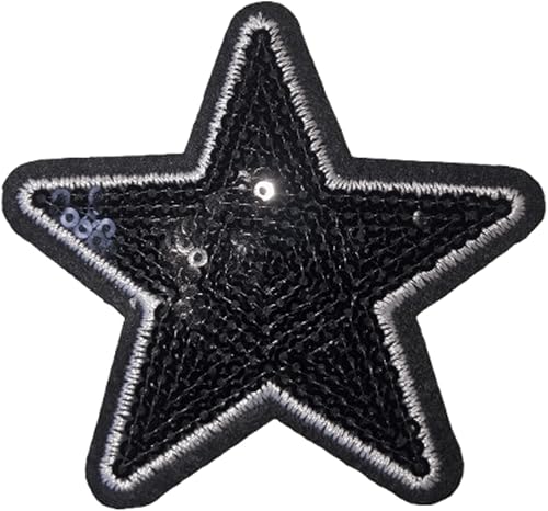 B2see Écusson Etoiles Paillettes Scintillantes brodé Patch ecusson thermocollant Paillette Etoile Paillette Noire 7,5 cm - Nail Gallerys