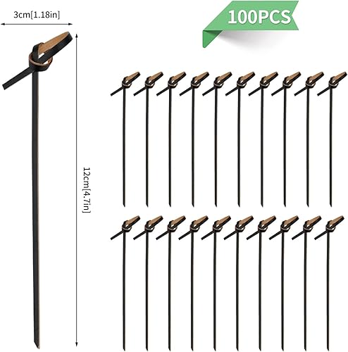 Bekecidi Lot de 100 Mini Pics à Cocktail en Bambou pour Boissons, Canapés, Apéritifs, Fournitures de Fête, 12 cm (Noir) - Nail Gallerys