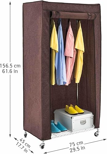 art moon Buffalo – Armoire Pliable Résistante avec roulettes, Jusqu'à 70kg, Portant avec Housse, Armoire en Tissu avec Étagères et Barre, Beige - Nail Gallerys