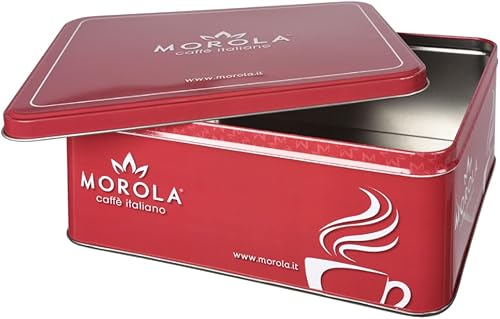 Boîte en étain - Boîte métallique - Dimensions 25 x 20 x 10 cm - Porte-dosettes et capsules - Morola Caffè Italiano - Nail Gallerys