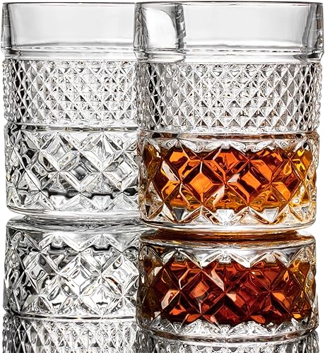Set de 4 Verres à Whisky en Cristal Série Admiral (280ml) - Parfait pour la Dégustation de Whiskey, Bourbon et Cocktails - Magnifique Coffret Cadeau Or à Chaud - Nail Gallerys