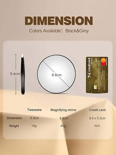 Macaki Miroir grossissant x30 avec 2 ventouses, miroir de maquillage grossissant de 8,8 cm et pince à épiler inclinée, 1 pièce, noir - Nail Gallerys