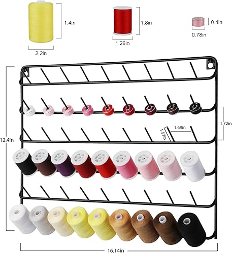 YBING Porte-Fil à Coudre 54 Bobines-Support mural en métal pour bobines de fil à coudre et outils de suspension pour matelassage, Noir - Nail Gallerys