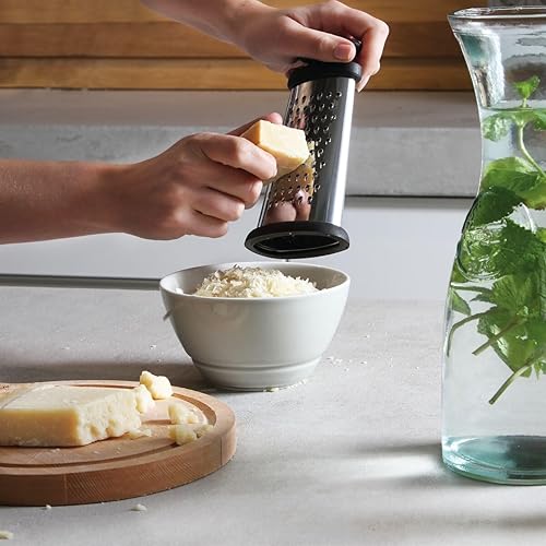 Boska Trio Formaggio/Râpe de table pour fromages dures/Multifonctionnelle / 3 râpes différentes/Argenté/Noir / 16 cm - Nail Gallerys