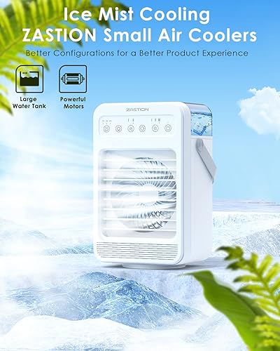 Climatiseur portable，ZASTION Mini refroidisseur d'air 4 en 1, Climatiseur Mobile minuterie 2/4/6H, Oscillation à 90 °, Pour chambre/bureau/Maison.. - Nail Gallerys
