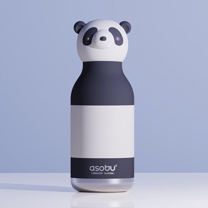 asobu Bestie Gourde isolée en acier inoxydable avec tête souple amovible pour enfants et adolescents avec paille flexible réutilisable (panda) - Nail Gallerys
