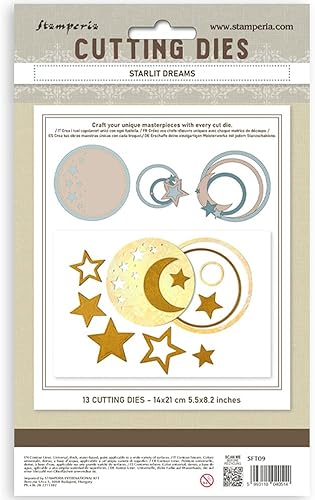 Stamperia - Cutting Dies for Scrapbooking, Albums, Card Making, Bullet Journalling and More, Create Decorations with Natural Elements, Perfect for Crafts and Gifting (A5) (Timeless, Starlit Dreams) - Nail Gallerys