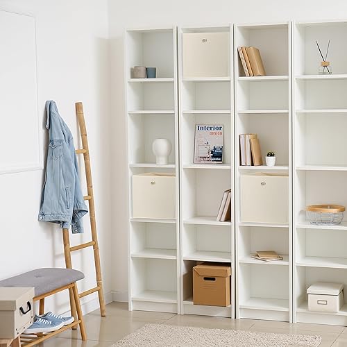 Relaxdays Boîtes de Rangement, Lot de 4, Pliables, H x L x P : 30 x 30 x 30 cm, œillet, caisses Pliables, Beige - Nail Gallerys