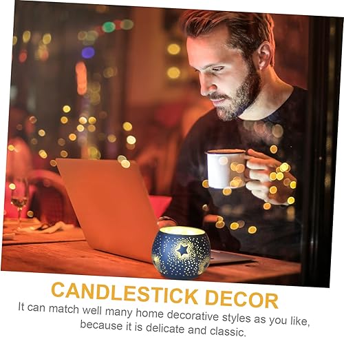 AOKWAWALIY Bougeoir en verre Décorations de Noël Bougeoir bleu Bougeoir rond Photophore romantique en verre Bougeoir de mariage Société de table Brûleur d'encens - Nail Gallerys