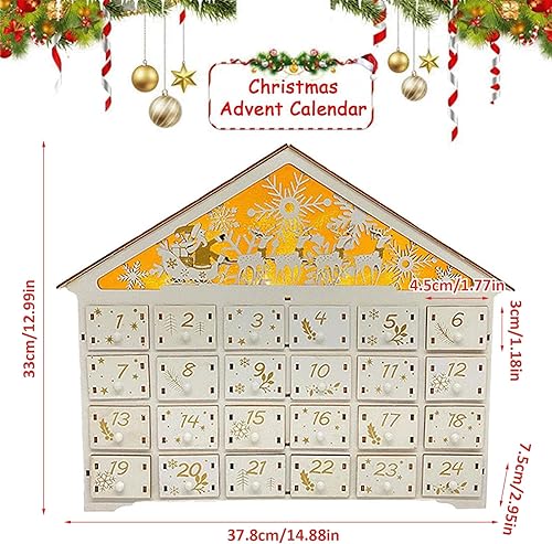 SWEETBIUTI Calendrier de l'Avent en Bois avec tiroirs Calendrier de l'Avent en Bois 24 tiroirs de Noël Calendrier de l'avent en Bois Counde à rebours du Calendrier de Noël DÉCORATIONS - Nail Gallerys