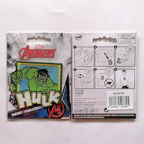 Comercial Mercera Marvel Avengers Hulk Comic poing - Ecusson thermocollant patches appliques, Taille: 6,2 x 6,1 cm, Vert - Nail Gallerys