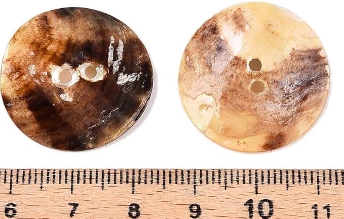 Lot de 15 boutons en nacre de qualité supérieure - Boutons en coquillage Akoya - 25 mm (2,5 cm) - Beige mocassin rond à deux trous - 1,8 mm par trou - Boutons à 2 trous - Boutons coquillage à coudre - Nail Gallerys