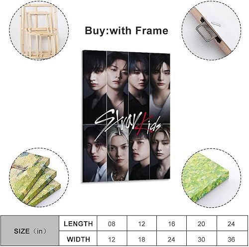 Poster décoratif vintage Stray Kids - Art mural esthétique - Pour salon, chambre à coucher - 20 x 30 cm - Style cadre - Nail Gallerys