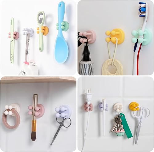 Porte Brosse à Dents Mural, 6 Pièces Support Brosse a Dent Support Mural Multifonction sans Perçage Étanche Auto Adhésif pour Salle de Bain Cuisine Salon Bureau - Nail Gallerys