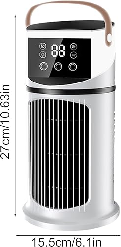 Portable Air Conditioner, Cooling Fan with Misting Spray, Adjustable Wind Speed Cooler, Quiet Air-Con Unit, Led Light Fan for Bedroom, Dorm, Offices, Sleep, 6.1x6.1x10.63 Inches - Nail Gallerys