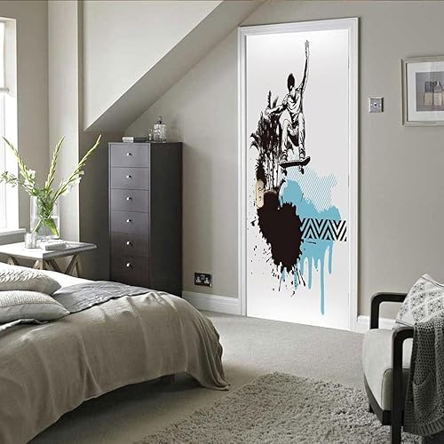 3D Tunnel En Spirale Noir Et Blanc Porte Murale Auto-Adhésif Porte Autocollant Porte Affiche Porte Papier Peint Porte Art Porte Wall Sticker Porte Photo 80 X 200 Cm Pour La Décoration De Porte 0 - Nail Gallerys