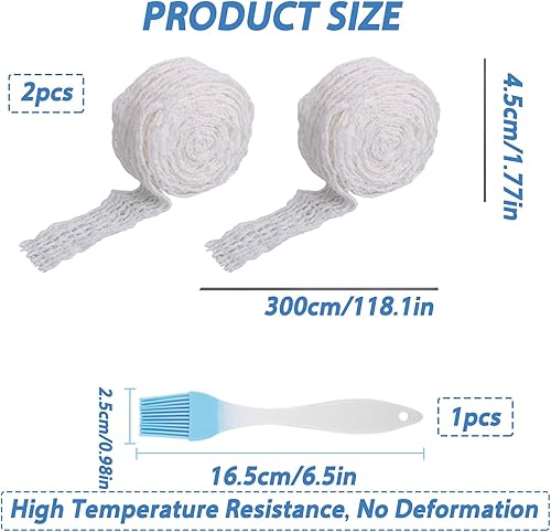 Lot de 2 rouleaux de filet à jambon - Filet à rôti élastique de 3 m - Filet à jambon pour fumer - Filet à viande pour ranger - Suspendu - Cuisson au jambon - Saucisse - Filet de fumage pour jambon - Nail Gallerys