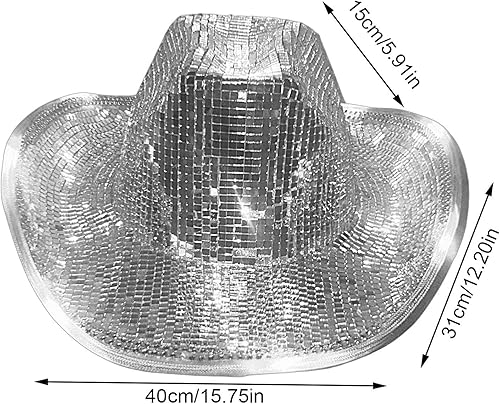 Oseczmut Chapeau De Cowboy Boule Disco | Cowboy Disco Boule À Facettes | Chapeaux De Cowgirl À Paillettes Miroir, Chapeaux Cowgirl À Paillettes Scintillantes Fluo, Chapeau De Cowboy Argenté - Nail Gallerys