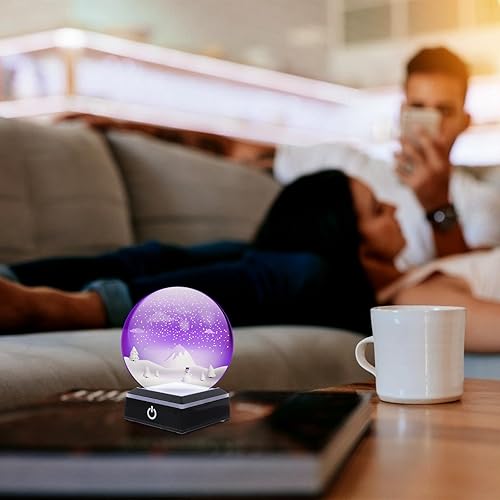 Support Carré Lumineux Pour Boule De Cristal, Base Led En Plastique Noir Pour Décoration Intérieure Et Bureau, Présentoir Rotatif Exquis Pour Boules Sphériques - Nail Gallerys