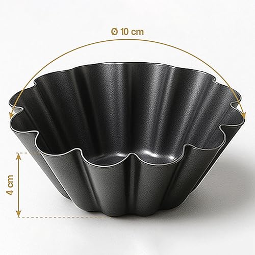 Space Home Happy Friends - Moule à Gàteau Cannelé - Moule à Flan - Moule Pudding - Moules à Cupcake et Muffins - Moule Muffins - Moule Mini Cake - Acier au Carbone - Lot de 6 - Ø 10 cm - Nail Gallerys