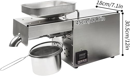 Presse à Huile Automatique 104-464℉ - Machine Électrique à Chaud et à Froid en Acier Inoxydable pour Extraction d'Huile de Noix - Nail Gallerys