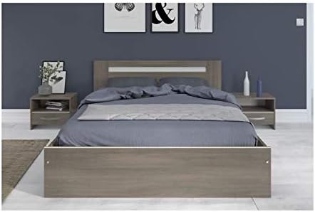 Générique YSA Chambre Complete Adulte - Contemporain - Décor Noyer Silver - l 160 x L 200 cm - Nail Gallerys