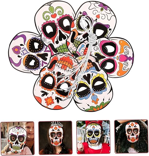 OATIPHO 6 Pièces Accessoires Du Jour Des Morts Mascarade Masques Décoratif Masques Masque De Fête Eva Masque Facial Jour Des Morts Crâne Cosplay Masques Décorations Papier Halloween - Nail Gallerys