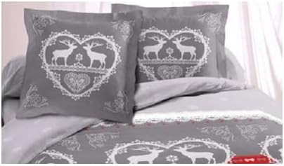 Alpes Blanc Housse de Couette Coton 140x200 Chalet Winter Gris + 1 taie - Nail Gallerys