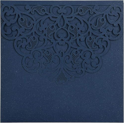 CYSKY Carte d'invitation de mariage 40 pcs Kit d'invitations de mariage découpé au laser avec papier imprimable vierge et enveloppes pour mariage, anniversaire, anniversaire (Bleu) - Nail Gallerys