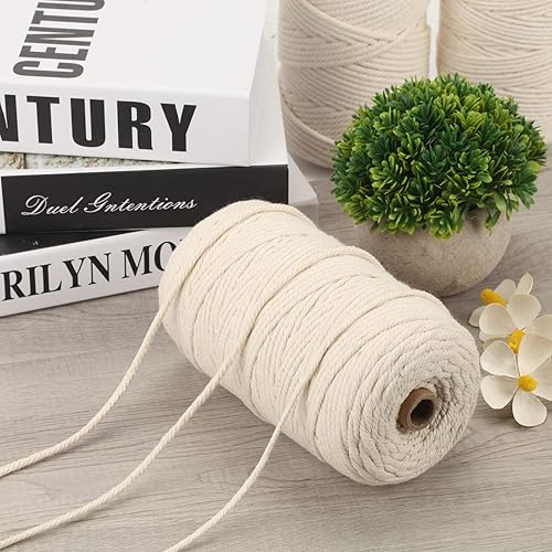 Boic Corde Macramé 4mm x 200m, Ficelle Coton DIY pour Tenture Cintre de Plante et Artisanat Cadeau Décoration - Nail Gallerys